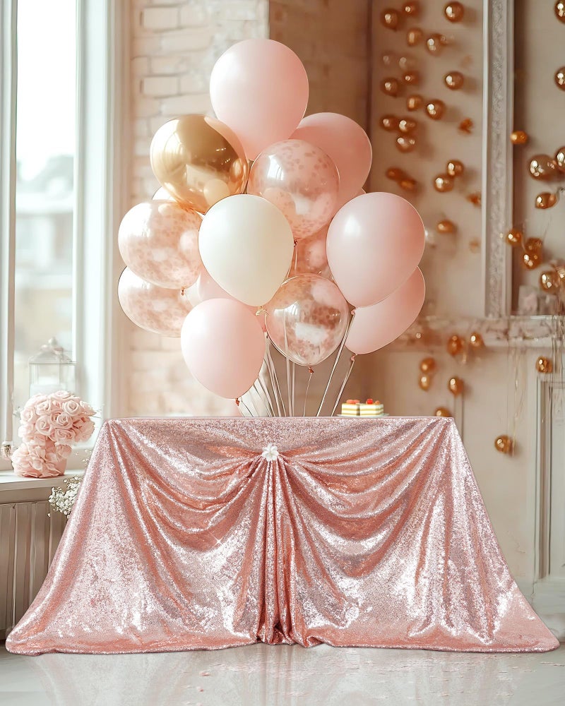 PartyDelight 60x126 Rectangle Rose Gold Sequin Tablecloth High-Density 3mm Stitched Sequins Shimmering Table Cover for 8ft Banquet Table Cloth Decor for Weddings Gala Receptions Holiday Dinners - Image 5